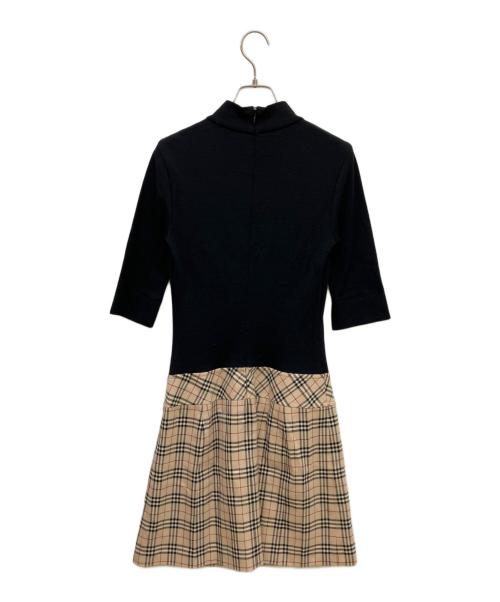 BURBERRY BLUE LABEL（バーバリー ブルー レーベル）BURBERRY BLUE LABEL (バーバリー ブルー レーベル) ノバチェックドッキングワンピース ブラック×ベージュ サイズ:38の古着・服飾アイテム