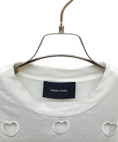 Simone Rocha（シモーネ ロシャ）Simone Rocha (シモーネ ロシャ) ハート刺繍カットアウトカットソー ホワイト サイズ:Mの古着・服飾アイテム