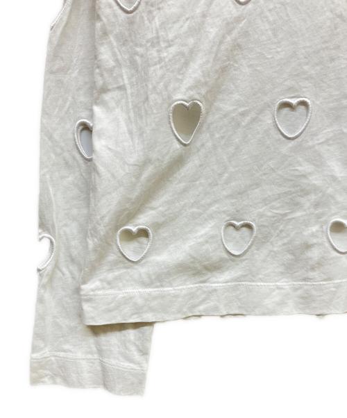 Simone Rocha（シモーネ ロシャ）Simone Rocha (シモーネ ロシャ) ハート刺繍カットアウトカットソー ホワイト サイズ:Mの古着・服飾アイテム