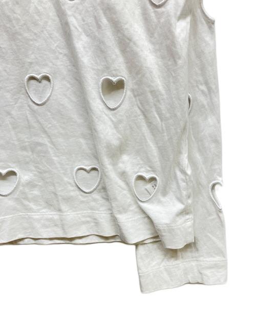 Simone Rocha（シモーネ ロシャ）Simone Rocha (シモーネ ロシャ) ハート刺繍カットアウトカットソー ホワイト サイズ:Mの古着・服飾アイテム