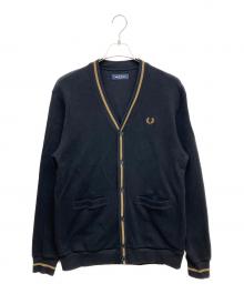 FRED PERRY（フレッドペリー）の古着「ティップピケ テクスチャーワッフル コットン ニットカーディガン」｜ブラック