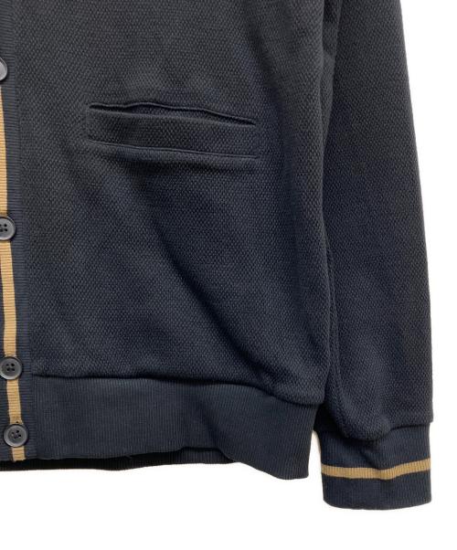FRED PERRY（フレッドペリー）FRED PERRY (フレッドペリー) ティップピケ テクスチャーワッフル コットン ニットカーディガン ブラック サイズ:Sの古着・服飾アイテム