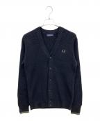 FRED PERRYフレッドペリー）の古着「ワッフル ステッチ カーディガン」｜ブラック
