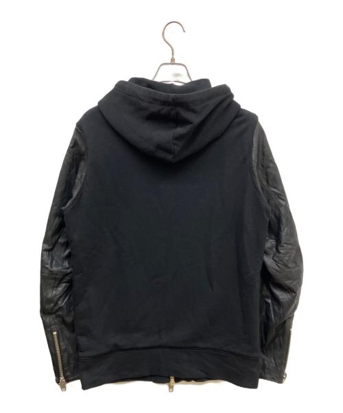 DIESEL（ディーゼル）DIESEL (ディーゼル) レザー切替パーカー ブラック サイズ:Mの古着・服飾アイテム