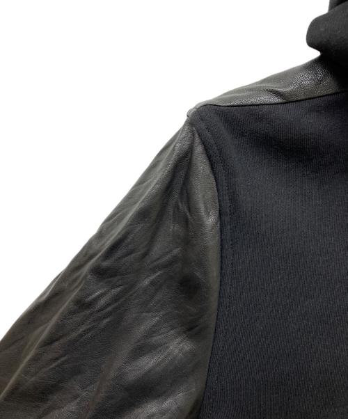 DIESEL（ディーゼル）DIESEL (ディーゼル) レザー切替パーカー ブラック サイズ:Mの古着・服飾アイテム