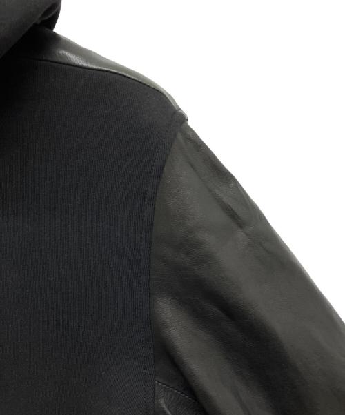 DIESEL（ディーゼル）DIESEL (ディーゼル) レザー切替パーカー ブラック サイズ:Mの古着・服飾アイテム