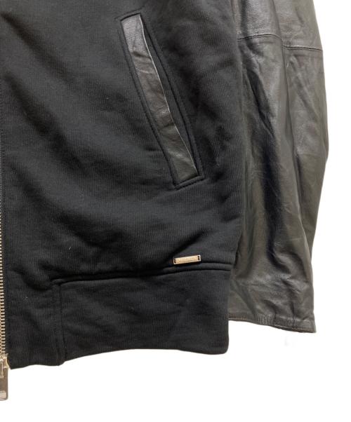 DIESEL（ディーゼル）DIESEL (ディーゼル) レザー切替パーカー ブラック サイズ:Mの古着・服飾アイテム