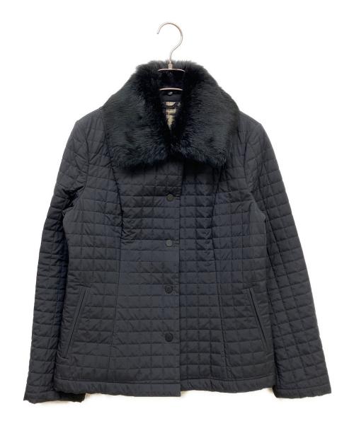 BURBERRY LONDON（バーバリーロンドン）BURBERRY LONDON (バーバリーロンドン) ラビットファーキルティングジャケット ブラック サイズ:40の古着・服飾アイテム