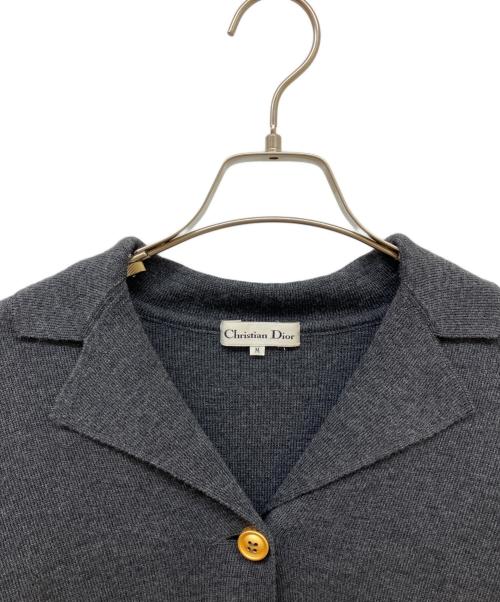 Christian Dior（クリスチャン ディオール）Christian Dior (クリスチャン ディオール) 金ボタンウールニットコート グレー サイズ:Mの古着・服飾アイテム