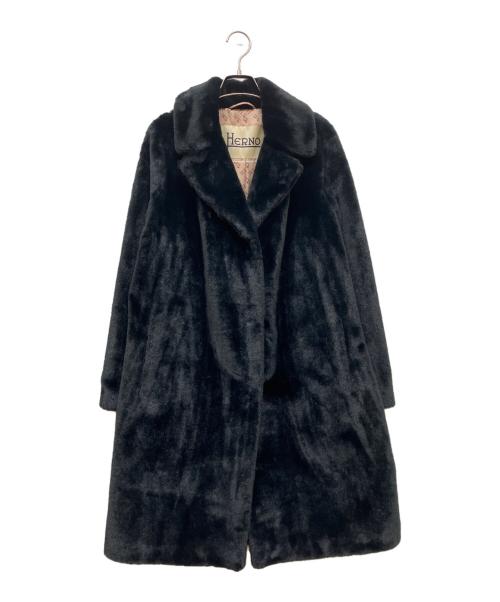 HERNO（ヘルノ）HERNO (ヘルノ) SOFT FAUX FUR COAT ブラック サイズ:SIZE 44の古着・服飾アイテム