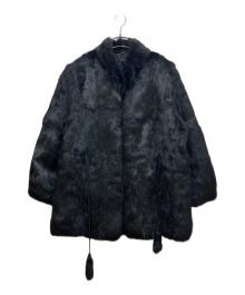 nobrand（ノーブランド）の古着「リアルファーショートコート」｜ブラック