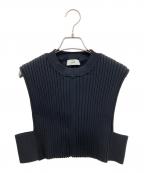 HYKEハイク）の古着「WIDE RIBBED CROPPED VESTニットベスト」｜ブラック
