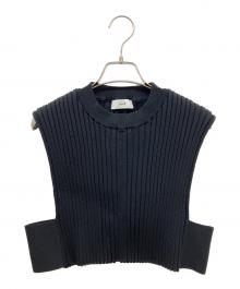 HYKE（ハイク）の古着「WIDE RIBBED CROPPED VESTニットベスト」｜ブラック
