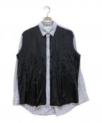 COMME des GARCONS SHIRTコムデギャルソンシャツ）の古着「異素材ドッキングストライプシャツ」｜ブラック×ブルー