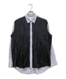 COMME des GARCONS SHIRT（コムデギャルソンシャツ）の古着「異素材ドッキングストライプシャツ」｜ブラック×ブルー