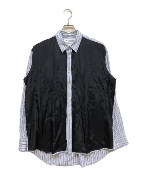 COMME des GARCONS SHIRT（コムデギャルソンシャツ）COMME des GARCONS SHIRT (コムデギャルソンシャツ) 異素材ドッキングストライプシャツ ブラック×ブルー サイズ:SIZE Mの古着・服飾アイテム