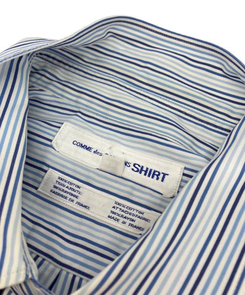 COMME des GARCONS SHIRT（コムデギャルソンシャツ）COMME des GARCONS SHIRT (コムデギャルソンシャツ) 異素材ドッキングストライプシャツ ブラック×ブルー サイズ:SIZE Mの古着・服飾アイテム