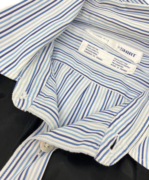 COMME des GARCONS SHIRT（コムデギャルソンシャツ）COMME des GARCONS SHIRT (コムデギャルソンシャツ) 異素材ドッキングストライプシャツ ブラック×ブルー サイズ:SIZE Mの古着・服飾アイテム
