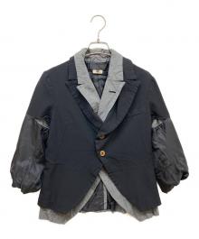COMME des GARCONS COMME des GARCONS（コムデギャルソン コムデギャルソン）の古着「異素材切替レイヤードジャケット」｜ブラック×グレー