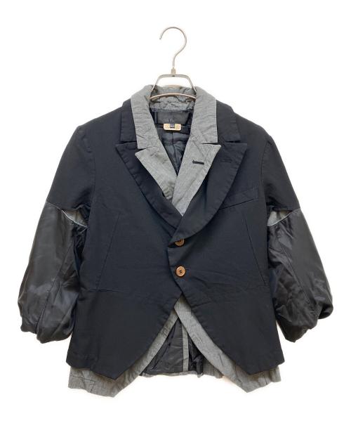 COMME des GARCONS COMME des GARCONS（コムデギャルソン コムデギャルソン）COMME des GARCONS COMME des GARCONS (コムデギャルソン コムデギャルソン) 異素材切替レイヤードジャケット ブラック×グレー サイズ:SIZE Mの古着・服飾アイテム
