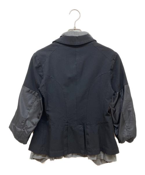 COMME des GARCONS COMME des GARCONS（コムデギャルソン コムデギャルソン）COMME des GARCONS COMME des GARCONS (コムデギャルソン コムデギャルソン) 異素材切替レイヤードジャケット ブラック×グレー サイズ:SIZE Mの古着・服飾アイテム