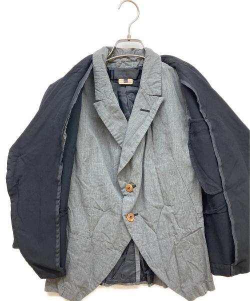COMME des GARCONS COMME des GARCONS（コムデギャルソン コムデギャルソン）COMME des GARCONS COMME des GARCONS (コムデギャルソン コムデギャルソン) 異素材切替レイヤードジャケット ブラック×グレー サイズ:SIZE Mの古着・服飾アイテム