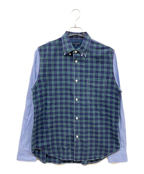 COMME des GARCONS HOMME（コムデギャルソン オム）COMME des GARCONS HOMME (コムデギャルソン オム) 切替デザインシャツ グリーン×ブルー サイズ:Lの古着・服飾アイテム