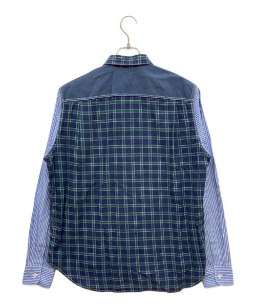 COMME des GARCONS HOMME（コムデギャルソン オム）COMME des GARCONS HOMME (コムデギャルソン オム) 切替デザインシャツ グリーン×ブルー サイズ:Lの古着・服飾アイテム
