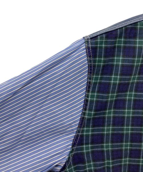 COMME des GARCONS HOMME（コムデギャルソン オム）COMME des GARCONS HOMME (コムデギャルソン オム) 切替デザインシャツ グリーン×ブルー サイズ:Lの古着・服飾アイテム
