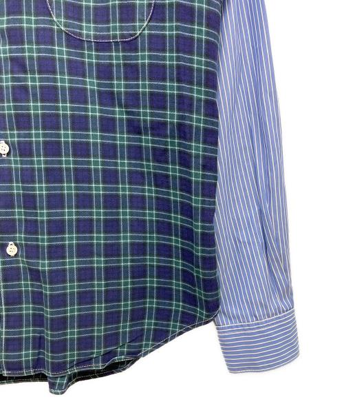 COMME des GARCONS HOMME（コムデギャルソン オム）COMME des GARCONS HOMME (コムデギャルソン オム) 切替デザインシャツ グリーン×ブルー サイズ:Lの古着・服飾アイテム
