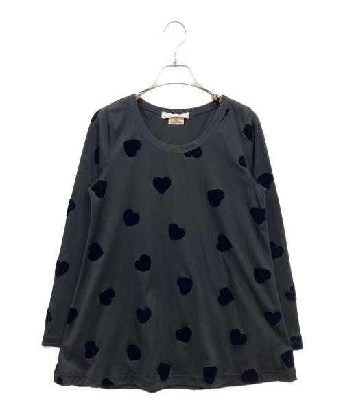 COMME des GARCONS（コムデギャルソン）COMME des GARCONS (コムデギャルソン) フロッキー加工ハート柄カットソー ブラック サイズ:Sの古着・服飾アイテム