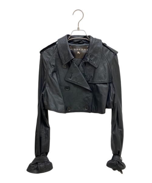 BURBERRY（バーバリー）BURBERRY (バーバリー) レザーショートトレンチジャケット ブラック サイズ:40の古着・服飾アイテム