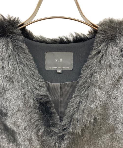 23区（ニジュウサンク）23区 (ニジュウサンク) ECOPEL エコファー コンビ ジレ ブラック サイズ:Mの古着・服飾アイテム