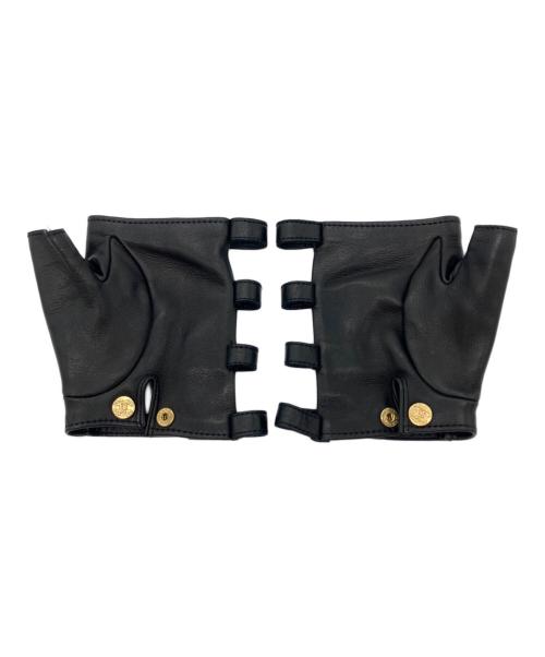 CHANEL（シャネル）CHANEL (シャネル) ココマークボタン レザーグローブ ブラック サイズ:7 2/1の古着・服飾アイテム
