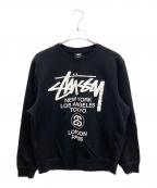 stussyステューシー）の古着「LOGO CREW SWEAT」｜ブラック