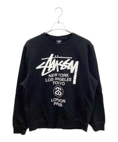 stussy（ステューシー）stussy (ステューシー) LOGO CREW SWEAT ブラック サイズ:Mの古着・服飾アイテム