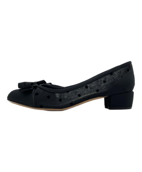 Salvatore Ferragamo（サルヴァトーレ フェラガモ）Salvatore Ferragamo (サルヴァトーレ フェラガモ) ヴァラリボンメッシュパンプス ブラック サイズ:5Dの古着・服飾アイテム