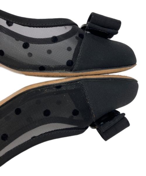 Salvatore Ferragamo（サルヴァトーレ フェラガモ）Salvatore Ferragamo (サルヴァトーレ フェラガモ) ヴァラリボンメッシュパンプス ブラック サイズ:5Dの古着・服飾アイテム