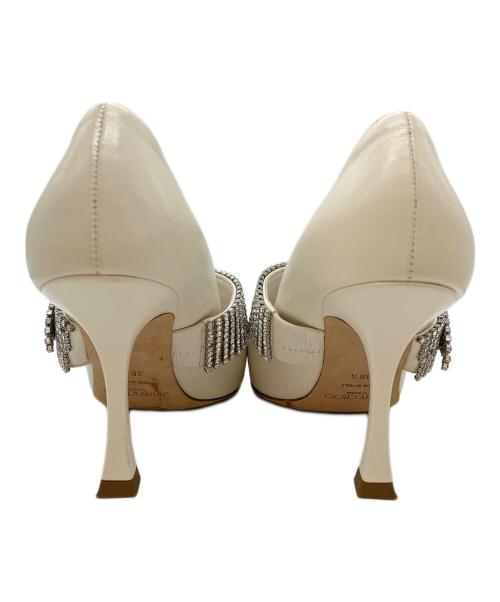 JIMMY CHOO（ジミーチュウ）JIMMY CHOO (ジミーチュウ) ポインテッドトゥパンプス ホワイト サイズ:36 1/2の古着・服飾アイテム