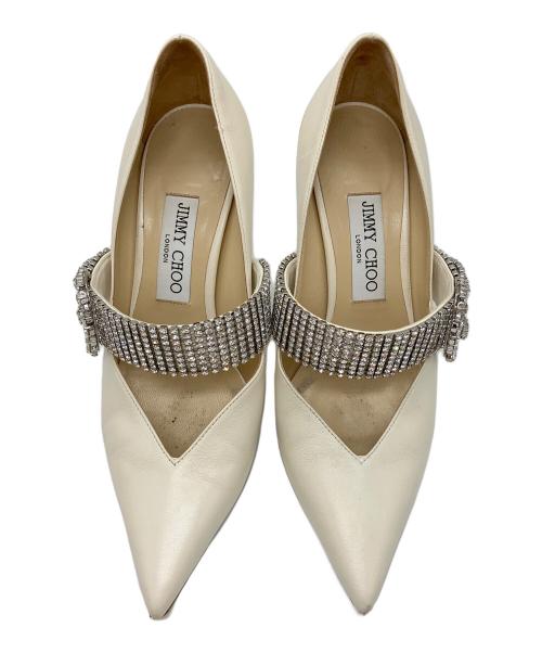 JIMMY CHOO（ジミーチュウ）JIMMY CHOO (ジミーチュウ) ポインテッドトゥパンプス ホワイト サイズ:36 1/2の古着・服飾アイテム