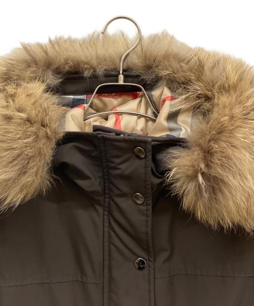 BURBERRY LONDON（バーバリーロンドン）BURBERRY LONDON (バーバリーロンドン) ファー付裏ノバチェック中綿コート ブラウン サイズ:XSの古着・服飾アイテム