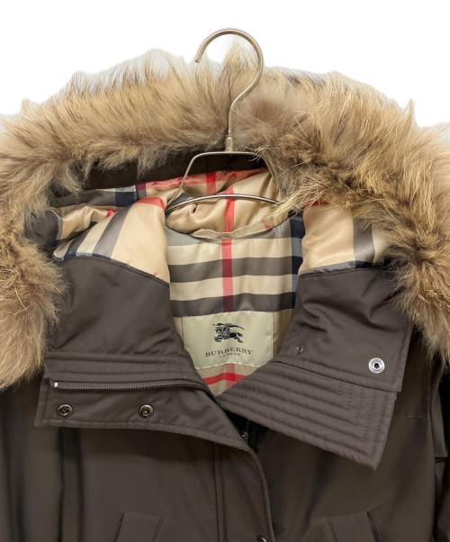 BURBERRY LONDON（バーバリーロンドン）BURBERRY LONDON (バーバリーロンドン) ファー付裏ノバチェック中綿コート ブラウン サイズ:XSの古着・服飾アイテム