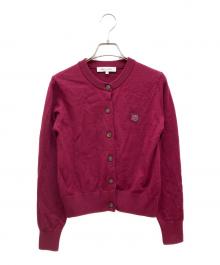 maison kitsune（メゾンキツネ）の古着「フォックスヘッド パッチ レギュラー カーディガン」｜ワインレッド