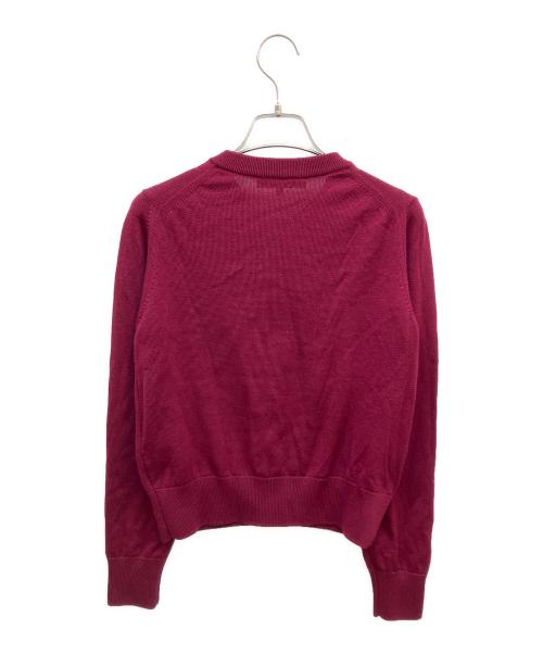 maison kitsune（メゾンキツネ）maison kitsune (メゾンキツネ) フォックスヘッド パッチ レギュラー カーディガン ワインレッド サイズ:XSの古着・服飾アイテム