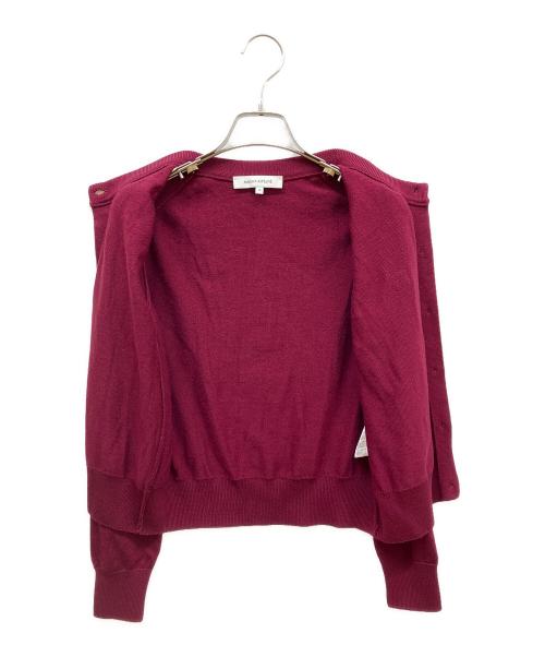 maison kitsune（メゾンキツネ）maison kitsune (メゾンキツネ) フォックスヘッド パッチ レギュラー カーディガン ワインレッド サイズ:XSの古着・服飾アイテム