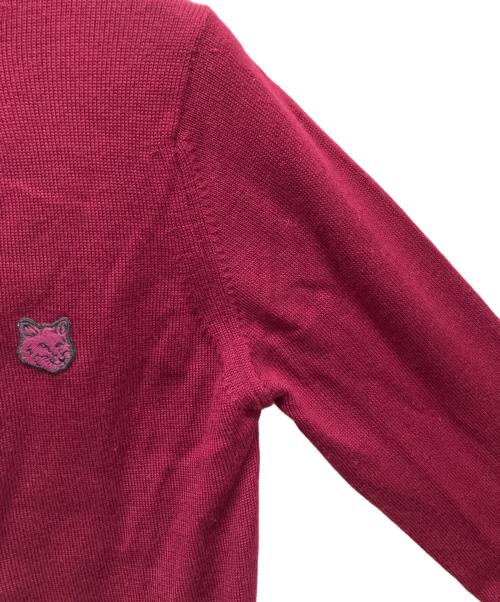 maison kitsune（メゾンキツネ）maison kitsune (メゾンキツネ) フォックスヘッド パッチ レギュラー カーディガン ワインレッド サイズ:XSの古着・服飾アイテム