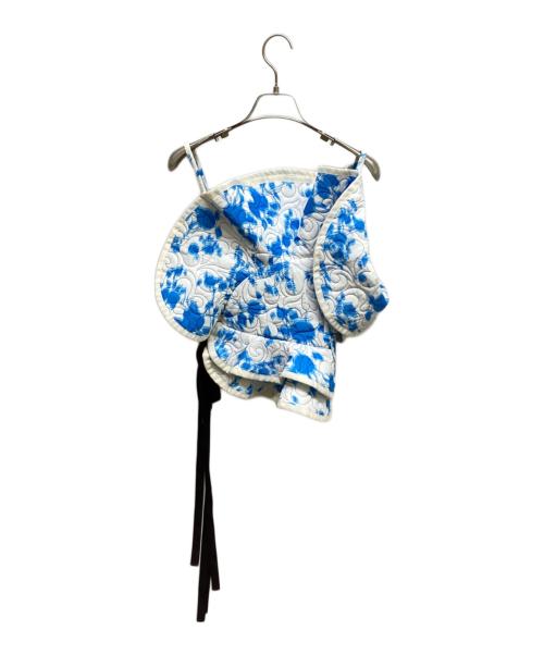 VIVIANO（ヴィヴィアーノ）VIVIANO (ヴィヴィアーノ) quilted ruffle bustier ホワイト×ブルー サイズ:Freeの古着・服飾アイテム