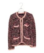 tricot COMME des GARCONSトリココムデギャルソン）の古着「ツイードニットカーディガン」｜ブラック×ピンク