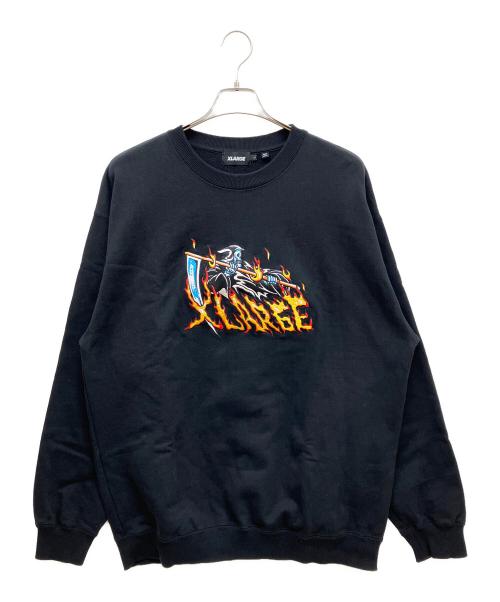 X-LARGE（エクストララージ）X-LARGE (エクストララージ) DEATHSCYTHE CREWNECK SWEAT ブラック サイズ:Lの古着・服飾アイテム