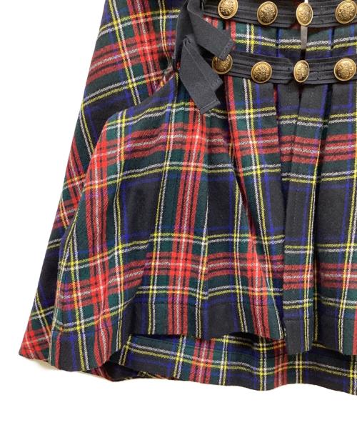 tricot COMME des GARCONS（トリココムデギャルソン）tricot COMME des GARCONS (トリココムデギャルソン) タータンチェックウールケープジャケット ブラック×レッド サイズ:Mの古着・服飾アイテム